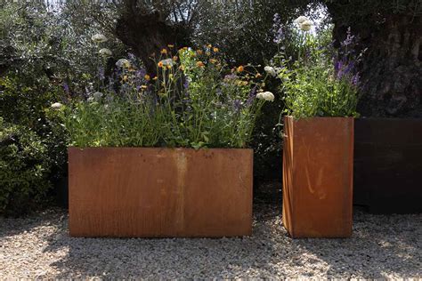 corten metal planter boxes|extra large corten steel planters.